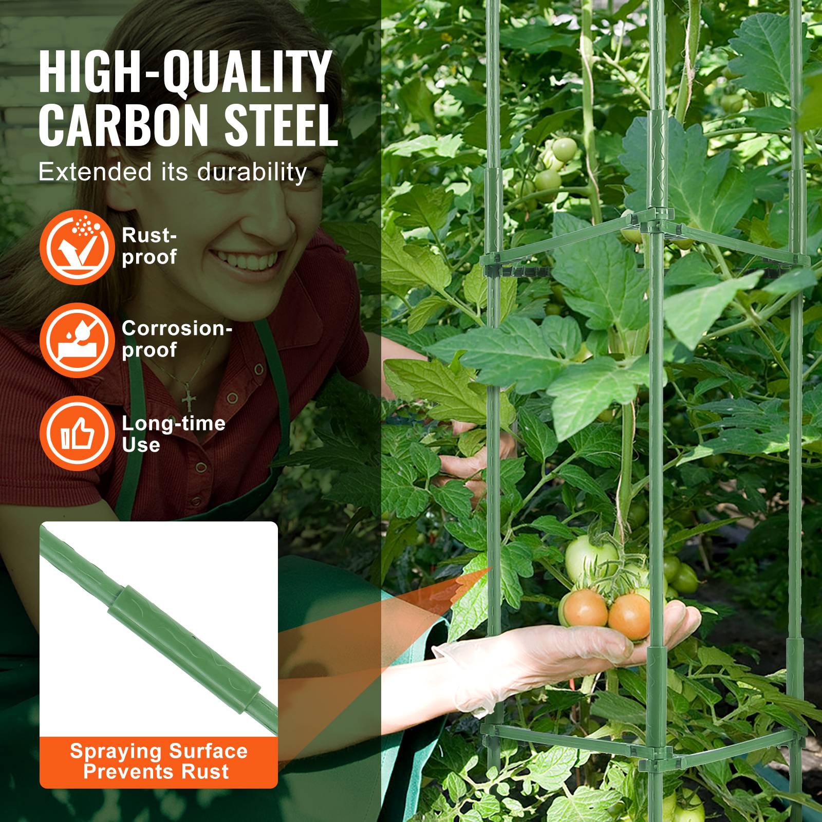 VEVOR Cages tomates jardin, lot 4, 160 cm, support treillis, plantes grimpantes. - Image 3