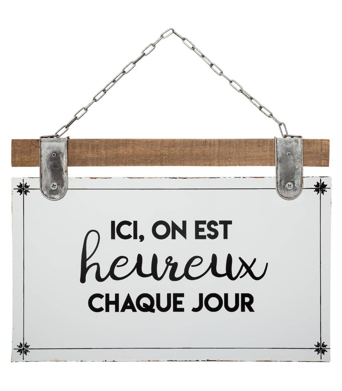 Plaque décorative en Bois et Métal avec Citation 35 x 25 cm - Image 1