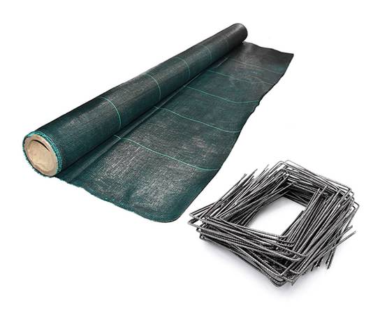 Kit : Toile de paillage 130g/m² verte + agrafes 130g/m² 1,65m x 100m Vert - Image 1