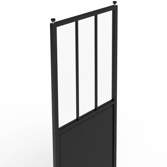 IDMARKET - Cloison de séparation amovible atelier 250 x 80 cm effet métal noir et verre trempé - Image 6
