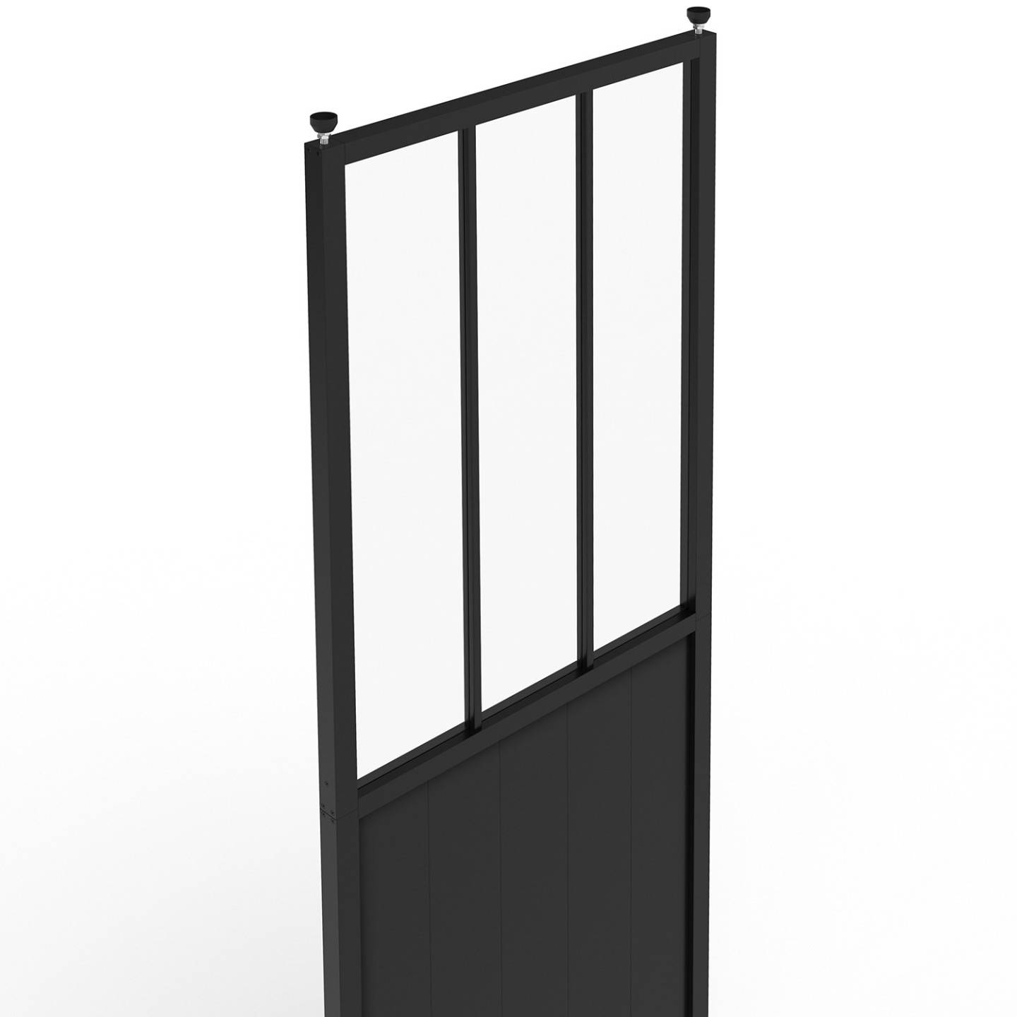IDMARKET - Cloison de séparation amovible atelier 250 x 80 cm effet métal noir et verre trempé - Image 6