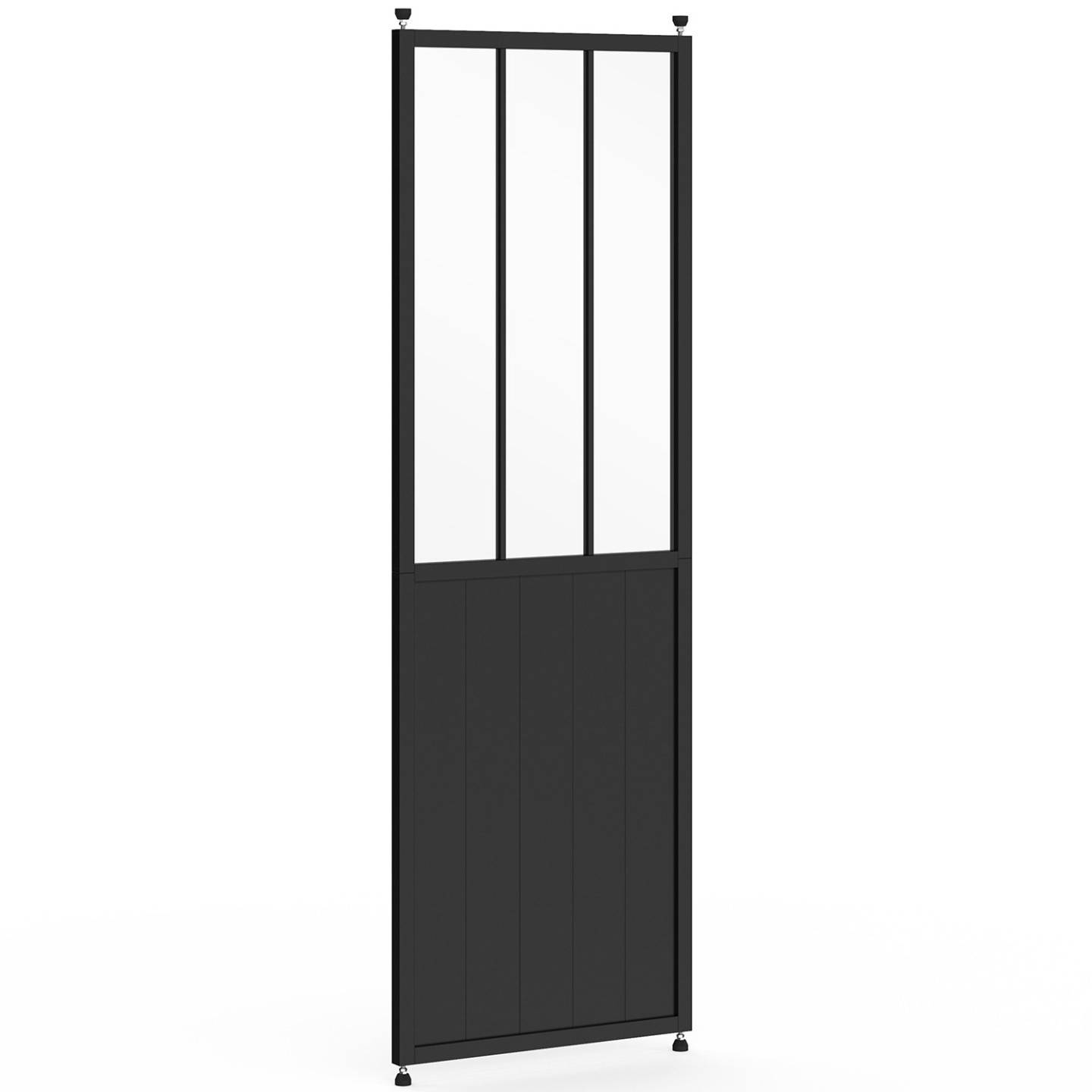 IDMARKET - Cloison de séparation amovible atelier 250 x 80 cm effet métal noir et verre trempé - Image 2
