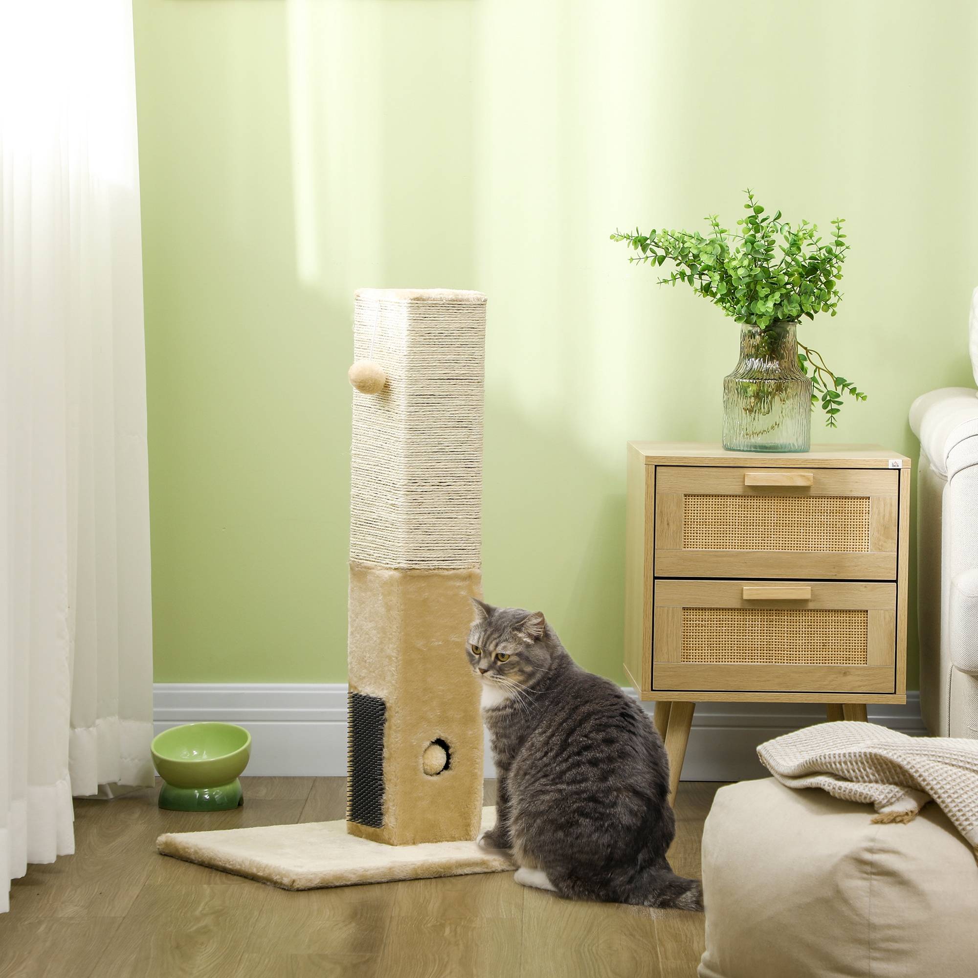 ComfortXL - Griffoir chat en jute 59,5 x 39 x 79 cm beige crème avec 3 balles sonores - ComfortXL Outdoor Living - Image 4