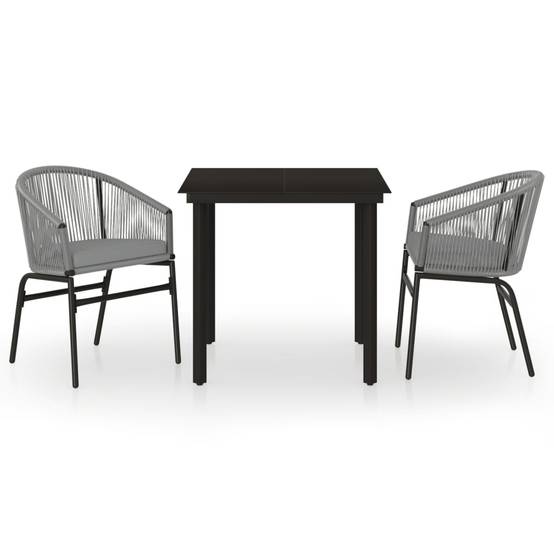 Ensemble Repas Jardin 2P Rotin PVC avec Coussins Gris – ComfortXL Outdoor Living - Image 2