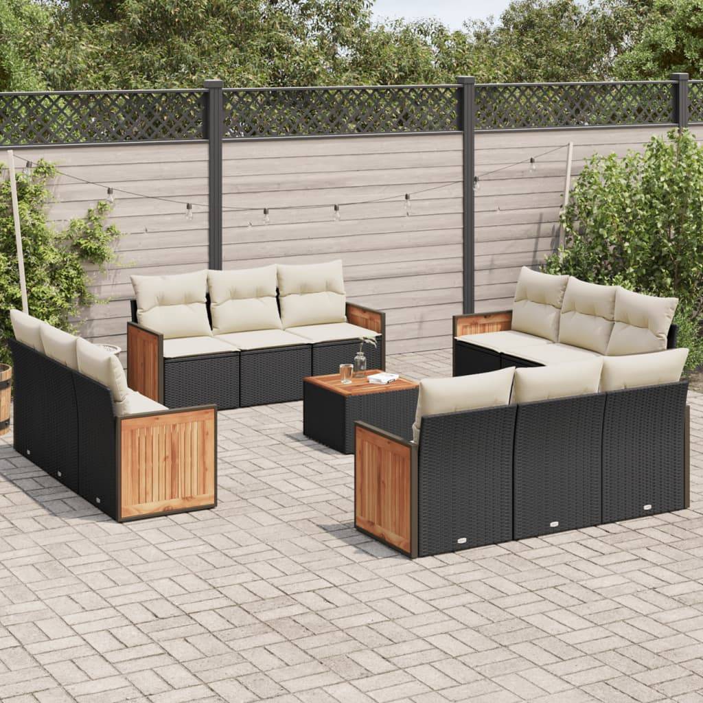 Vidaxl - Salon de jardin avec coussins 13 pcs noir résine tressée vidaXL 3227519 - Image 1