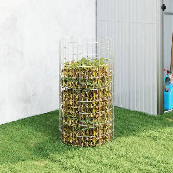 Composteur de jardin acier galvanisé argenté 50 x 50 x 100 cm - PANGIVO - Image 1