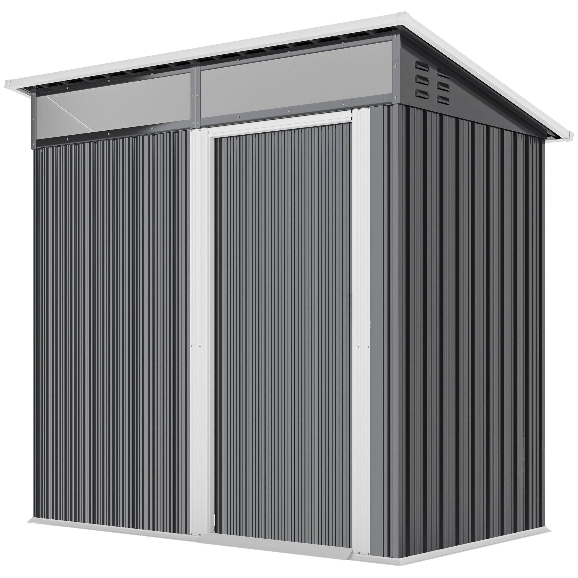 ComfortXL - Abri de jardin acier galvanisé 195 x 122 x 182 cm gris foncé porte coulissante - ComfortXL Outdoor Living - Image 2