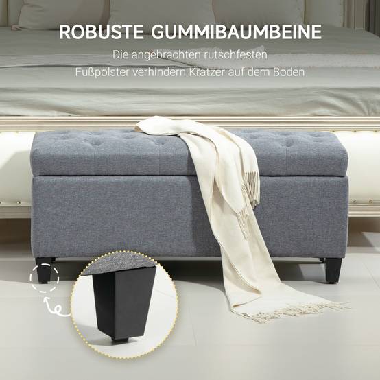 ComfortXL - Banc coffre de rangement en tissu et bois pour entrée ou chambre gris clair 100 cm – ComfortXL Outdoor Living - Image 5