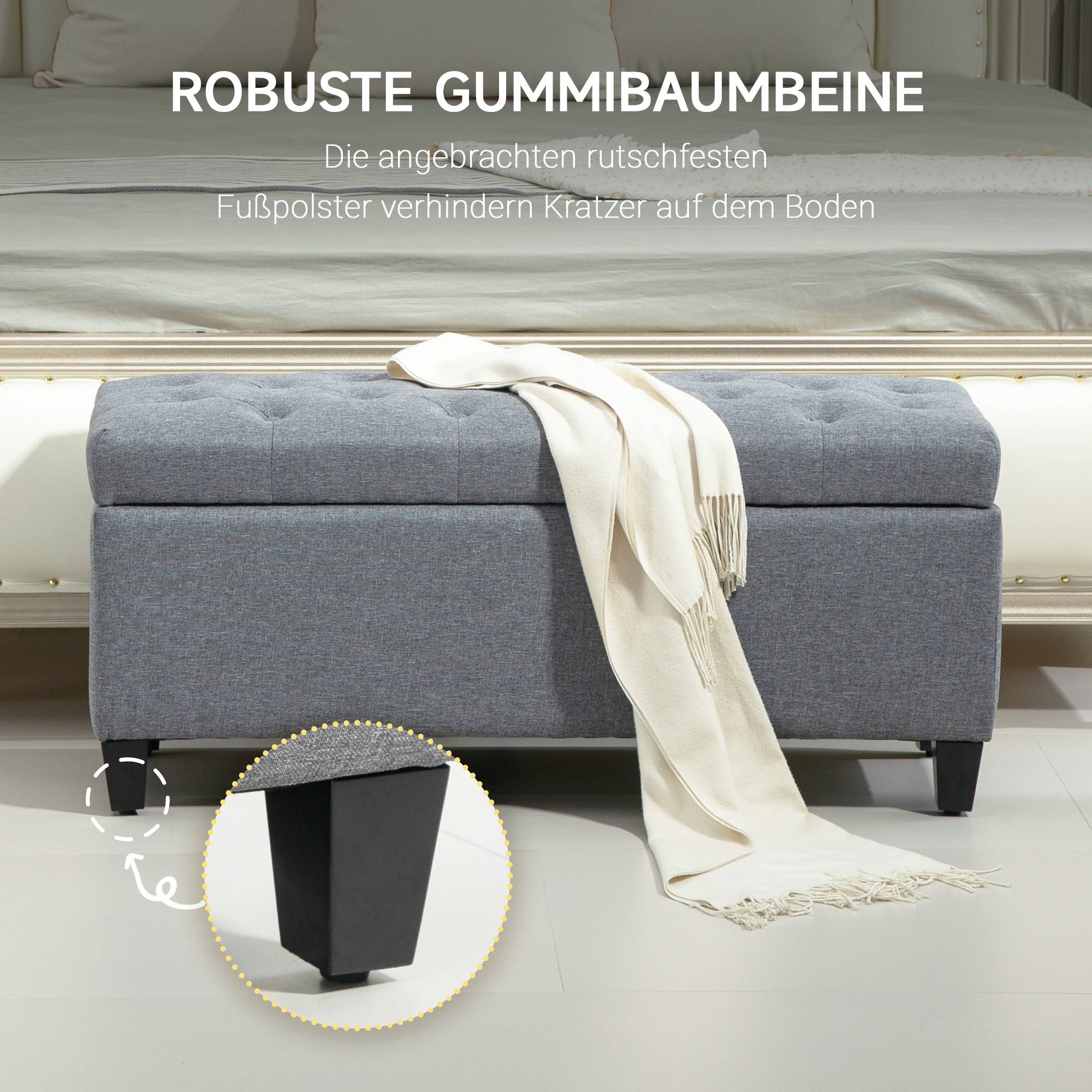 ComfortXL - Banc coffre de rangement en tissu et bois pour entrée ou chambre gris clair 100 cm – ComfortXL Outdoor Living - Image 5