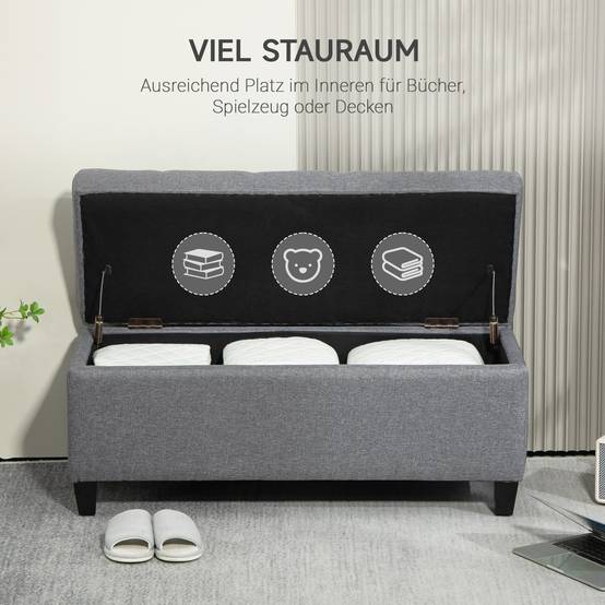 ComfortXL - Banc coffre de rangement en tissu et bois pour entrée ou chambre gris clair 100 cm – ComfortXL Outdoor Living - Image 4