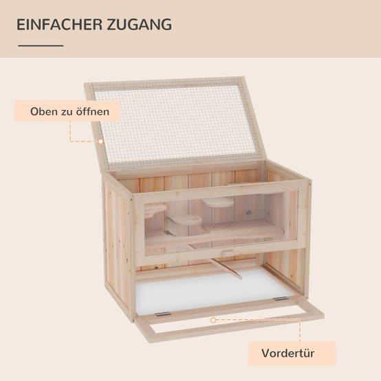 Cage pour rongeurs bois naturel 60 x 35 x 42 cm - PANGIVO - Image 7