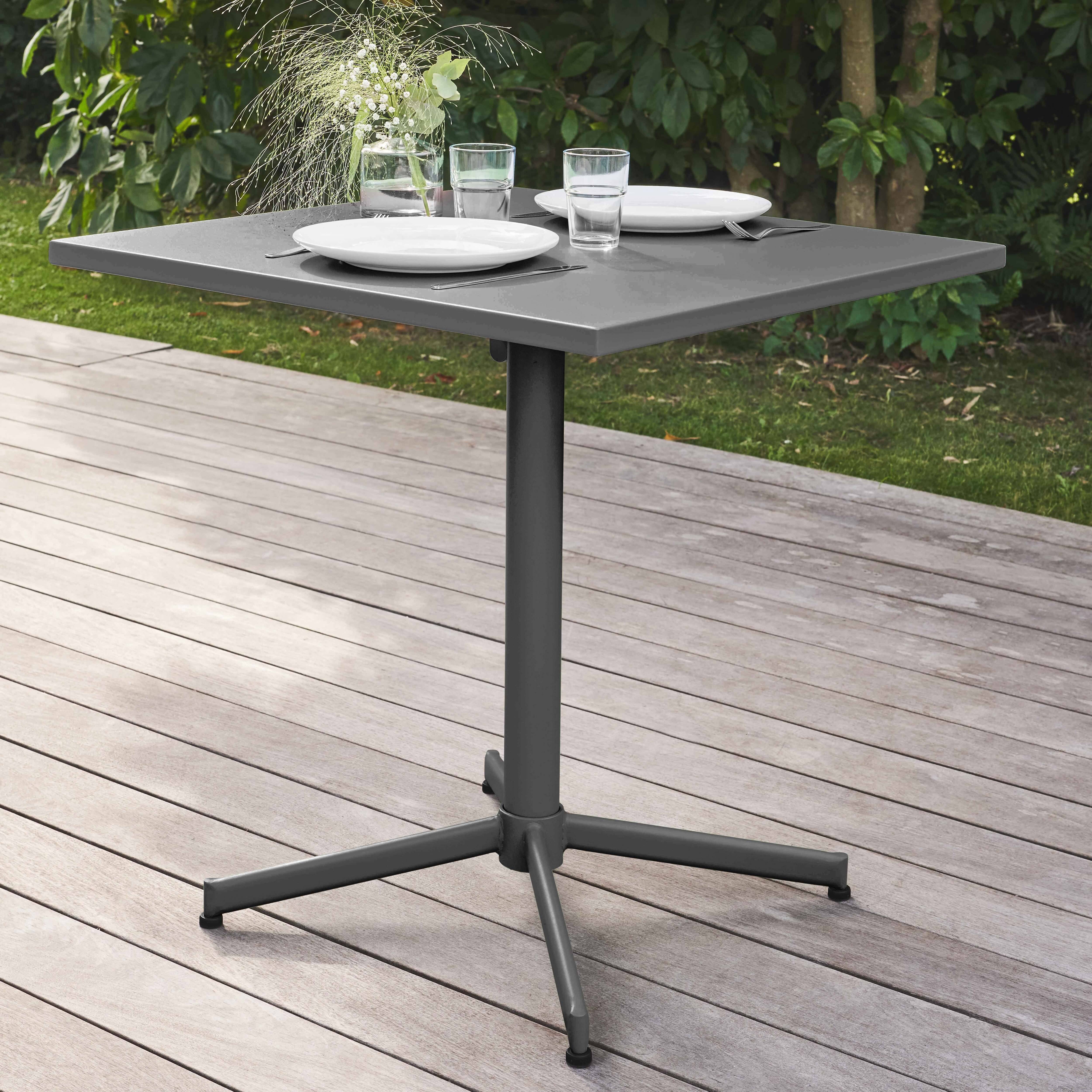 Oviala - Table de jardin carrée bistro inclinable en acier gris Palavas - Oviala - Image 2