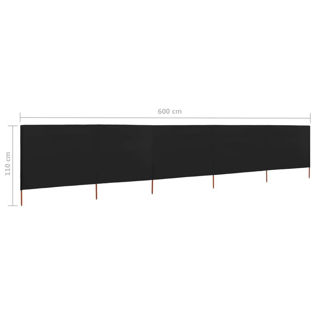 Helloshop26 - Brises-vue paravent 5 panneaux tissu 600 x 80 cm noir - Image 6
