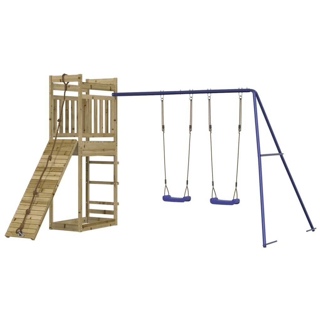 Helloshop26 - Aire de jeux d'extérieur balançoires toboggan portiques robuste jeux jardin 314 x 256 x 207 cm bois de pin imprégné - Image 1