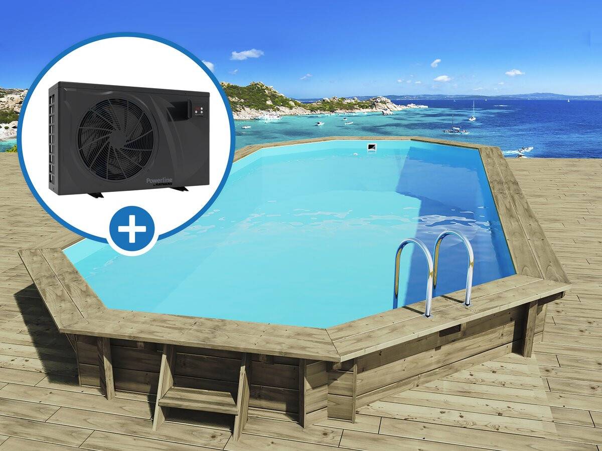 Piscine Bois " Sevilla 130 " - 8.57 X 4.57 X 1.31 M + Pompe à Chaleur 6 Kw/h Inverter "powerline By Hayward" - Noir -habitat Et Jardin - Image 1