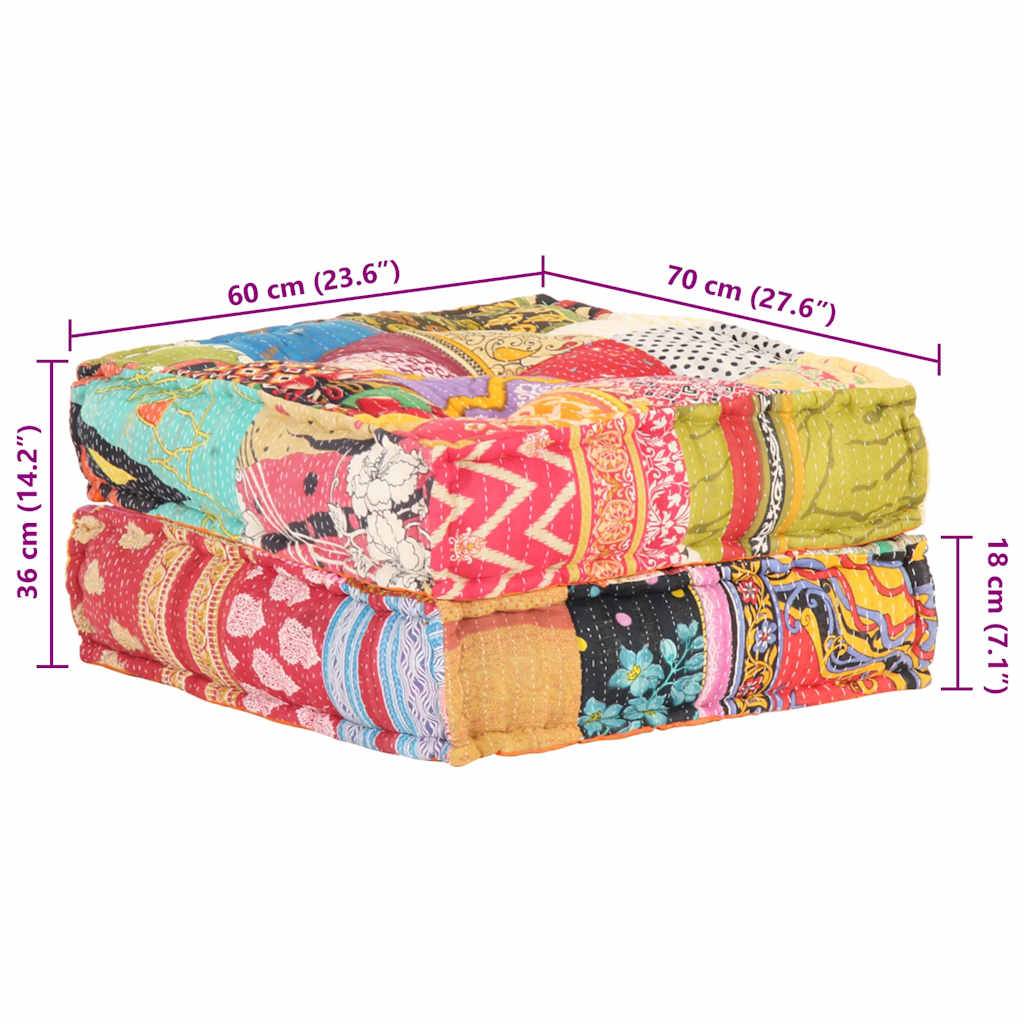 Pouf tissu coton multicolore 70 x 60 x 36 cm - PANGIVO - Image 9