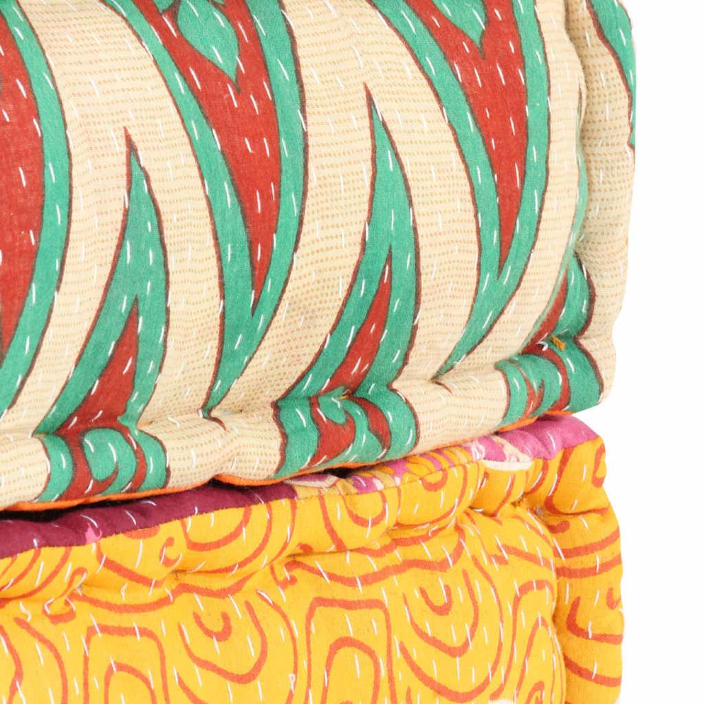 Pouf tissu coton multicolore 70 x 60 x 36 cm - PANGIVO - Image 7