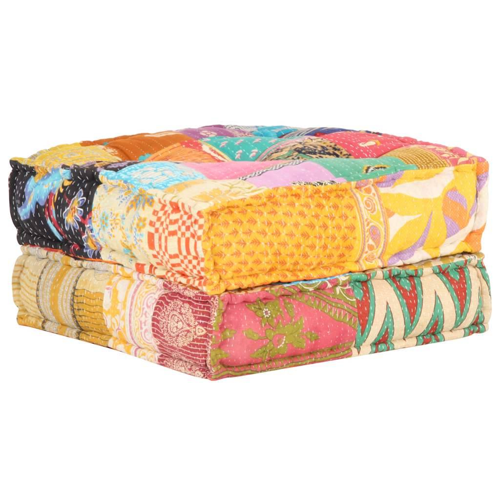 Pouf tissu coton multicolore 70 x 60 x 36 cm - PANGIVO - Image 5