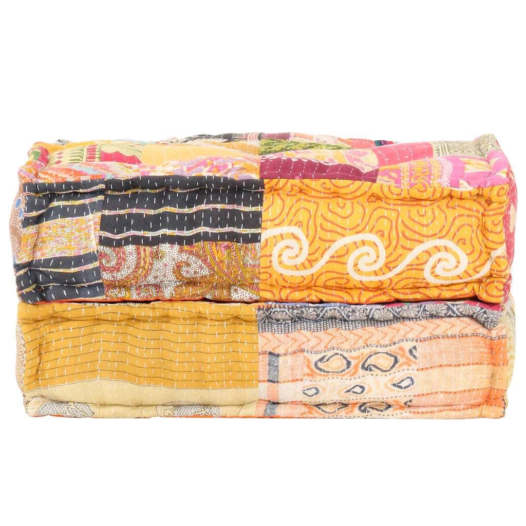 Pouf tissu coton multicolore 70 x 60 x 36 cm - PANGIVO - Image 2