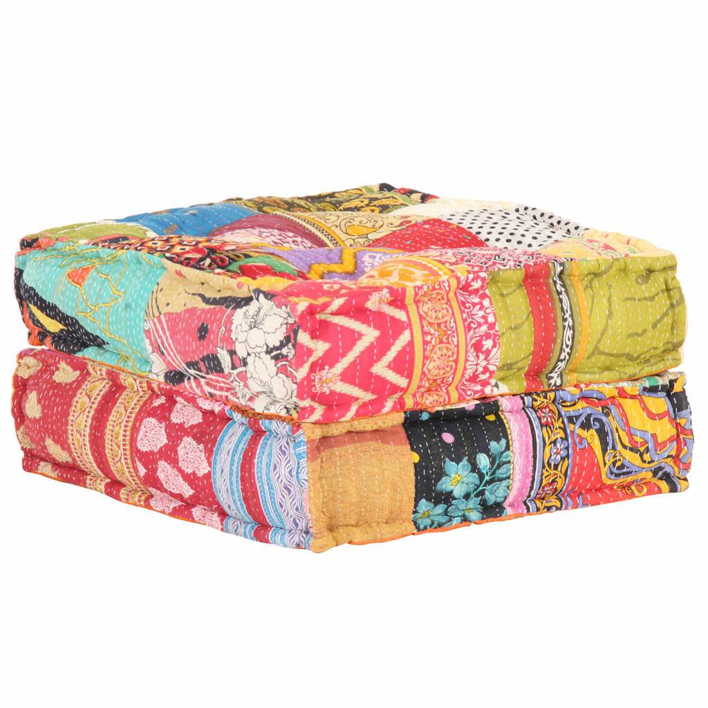 Pouf tissu coton multicolore 70 x 60 x 36 cm - PANGIVO - Image 1