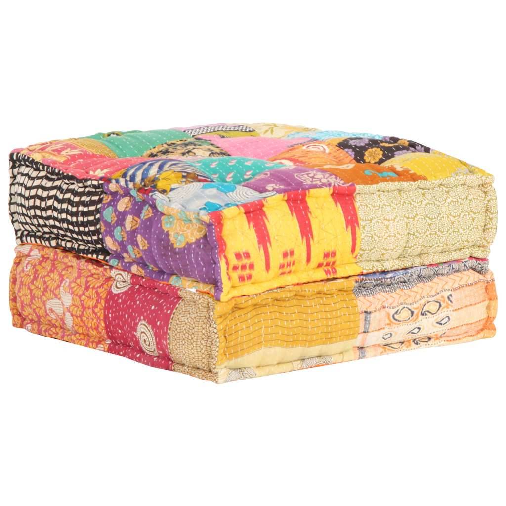 Pouf tissu coton multicolore 70 x 60 x 36 cm - PANGIVO - Image 4