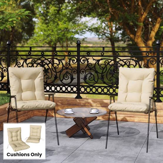 Outsunny - Lot de 2 coussins de chaise d'extérieur attaches - intérieur et extérieur - polyester - 120 x 50 x 8 cm - beige - Outsunny - Image 6