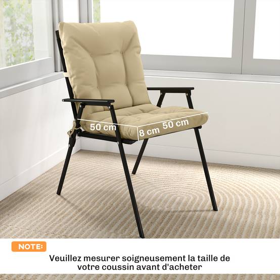 Outsunny - Lot de 2 coussins de chaise d'extérieur attaches - intérieur et extérieur - polyester - 120 x 50 x 8 cm - beige - Outsunny - Image 3