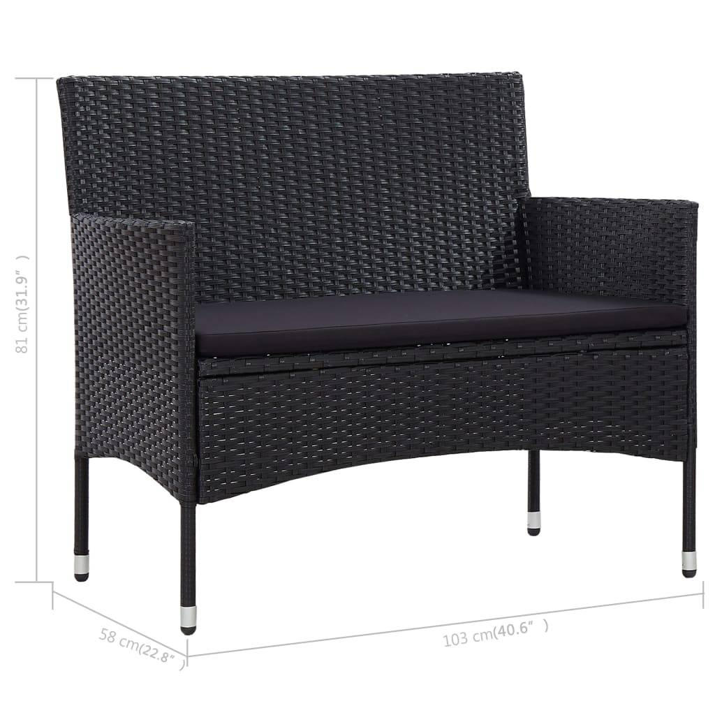 Vidaxl - Salon de jardin 4 pcs avec coussins Résine tressée Noir vidaXL 45813 - Image 3