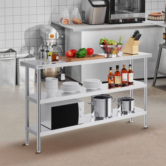 Vevor - VEVOR Table préparation inox 14"x60"x34", 2 étagères réglables, cuisines commerciales, domestique. - Image 8