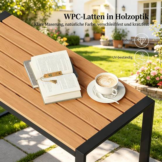 ComfortXL - Salon de jardin 4 places résine tressée métal pour terrasse balcon bois naturel - ComfortXL Outdoor Living - Image 8