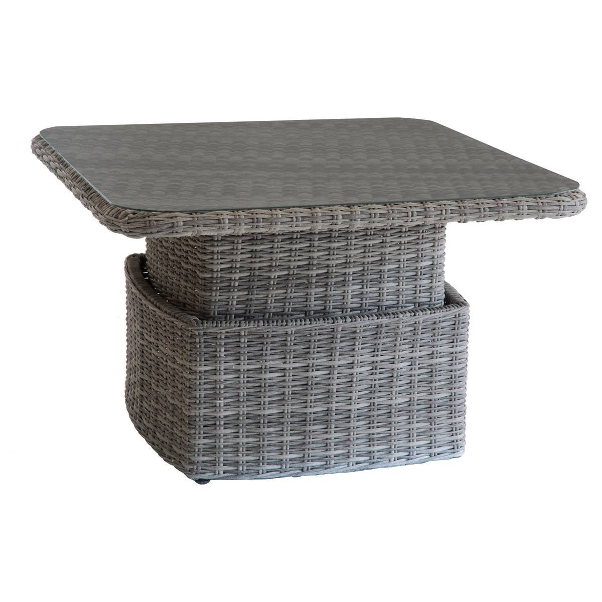 Hesperide - Table basse carrée relevable "Mooréa" terre d ombre en aluminium traité époxy et résine tressée Hespéride - Image 1