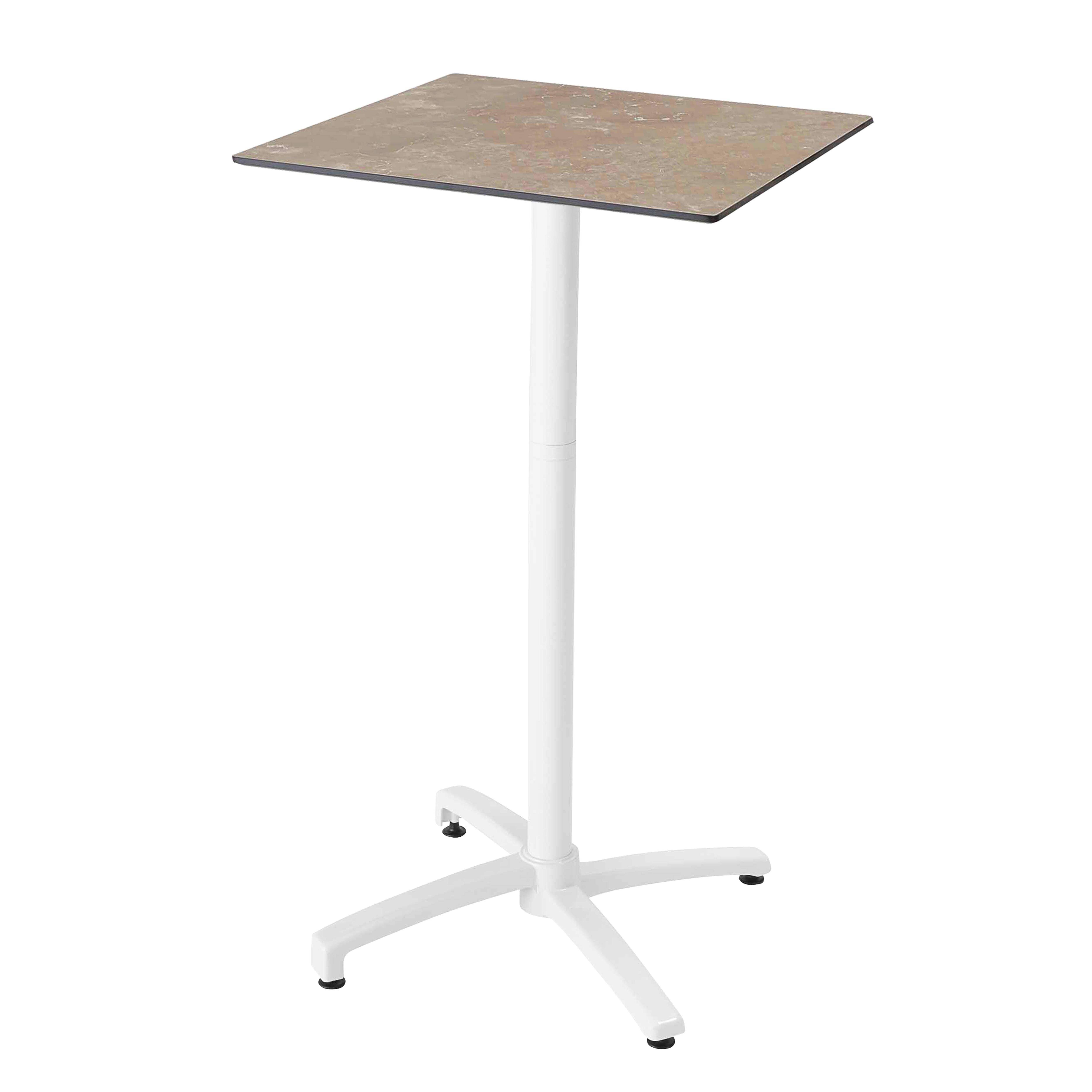 Oviala - Ensemble table haute stratifié marbre beige et 2 chaises hautes blanc - Oviala - Image 2