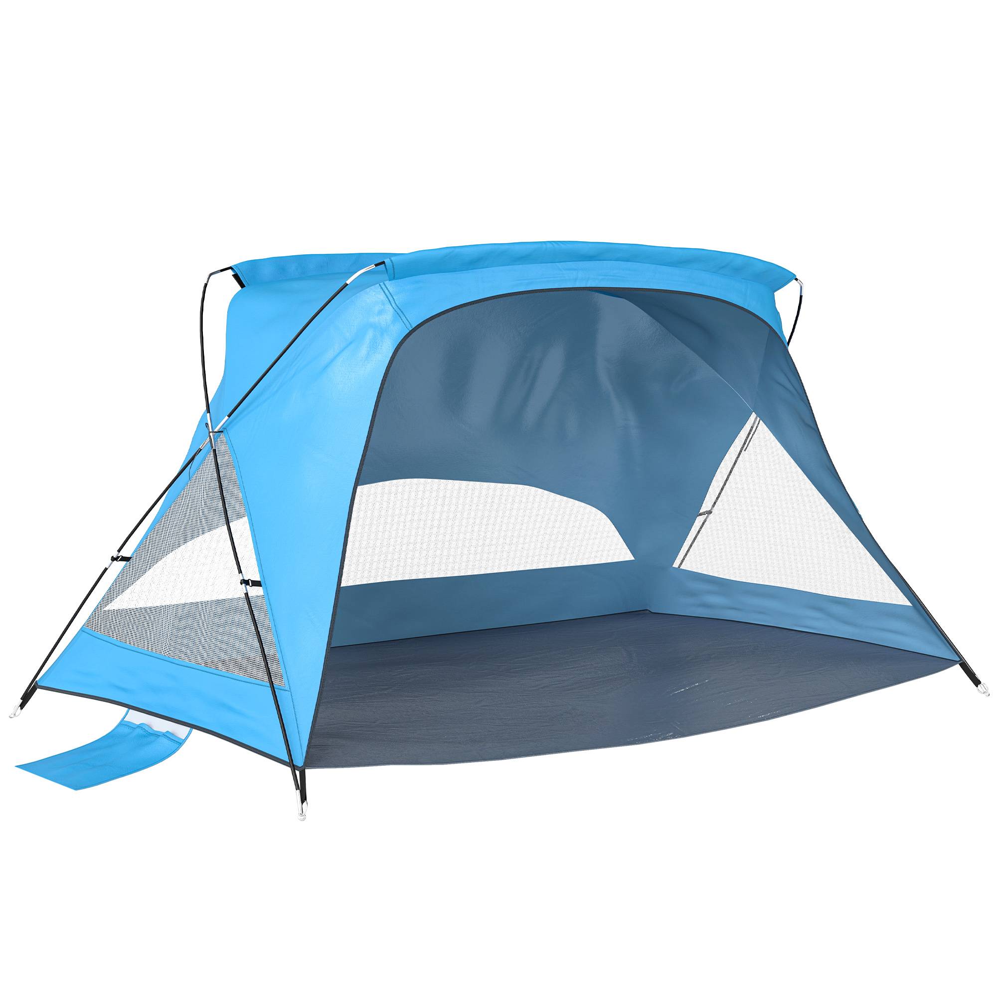 Tente de plage bleu ciel 2 à 3 personnes sacs de sable porte fenêtres UPF30+ sac et poche, protégé - Image 1