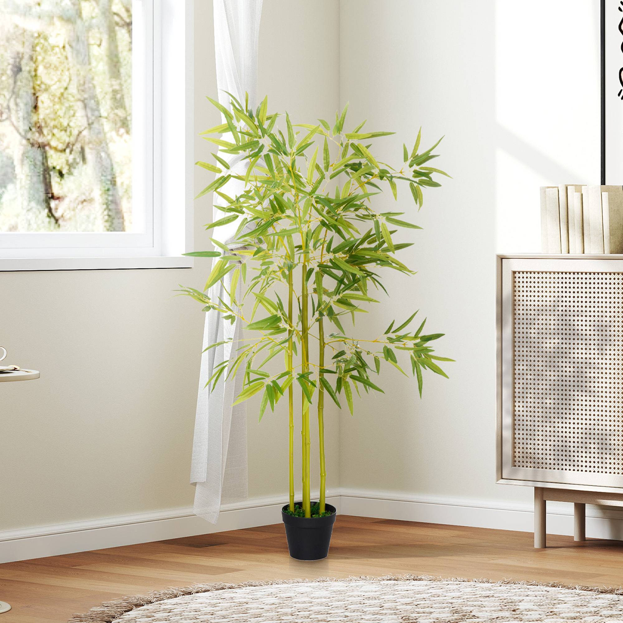 Bambou artificiel en pot, plante artificielle pour décoration intérieure et extérieure, hauteur 120 cm, vert - Image 9