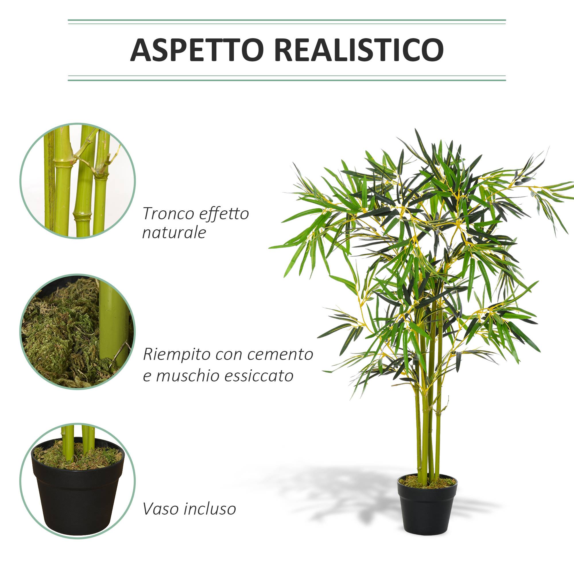 Bambou artificiel en pot, plante artificielle pour décoration intérieure et extérieure, hauteur 120 cm, vert - Image 7
