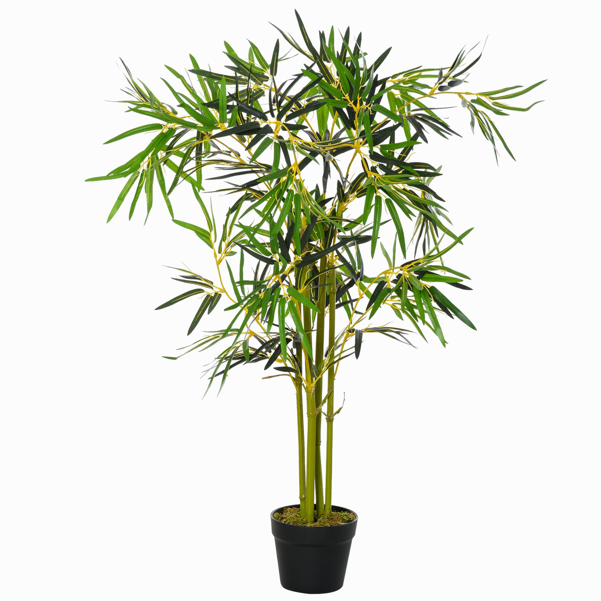 Bambou artificiel en pot, plante artificielle pour décoration intérieure et extérieure, hauteur 120 cm, vert - Image 1