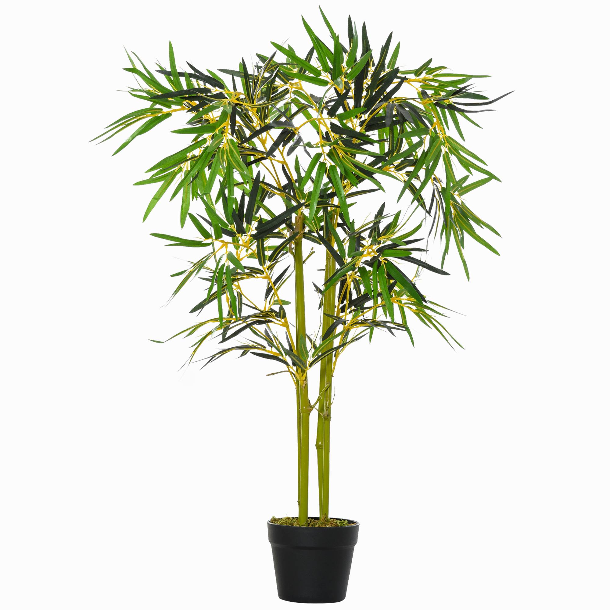 Bambou artificiel en pot, plante artificielle pour décoration intérieure et extérieure, hauteur 120 cm, vert - Image 2