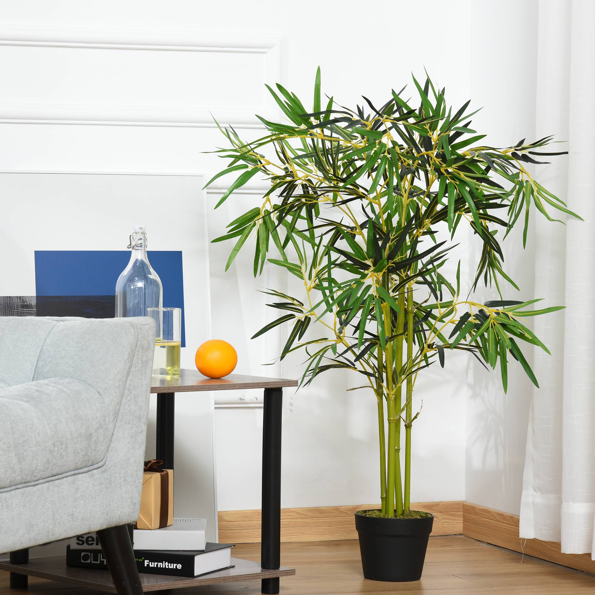 Bambou artificiel en pot, plante artificielle pour décoration intérieure et extérieure, hauteur 120 cm, vert - Image 3