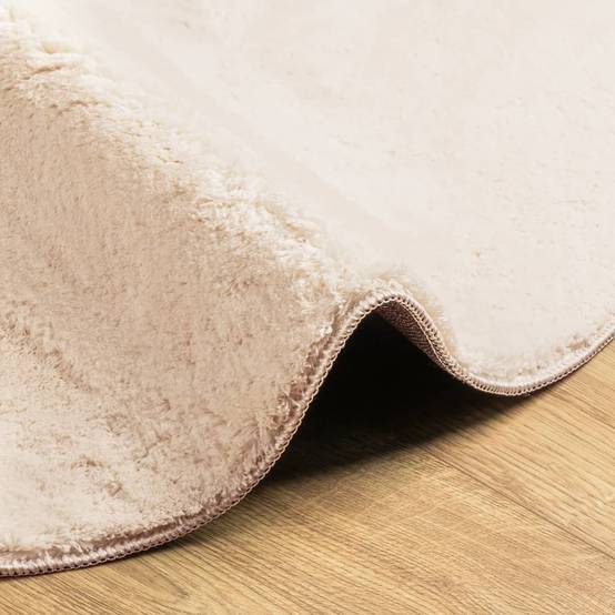 Tapis Rond LavablePoils Courts Doux Antidérapant pour Chambre Enfant Beige Ø 120 cm – ComfortXL Outdoor Living - Image 6