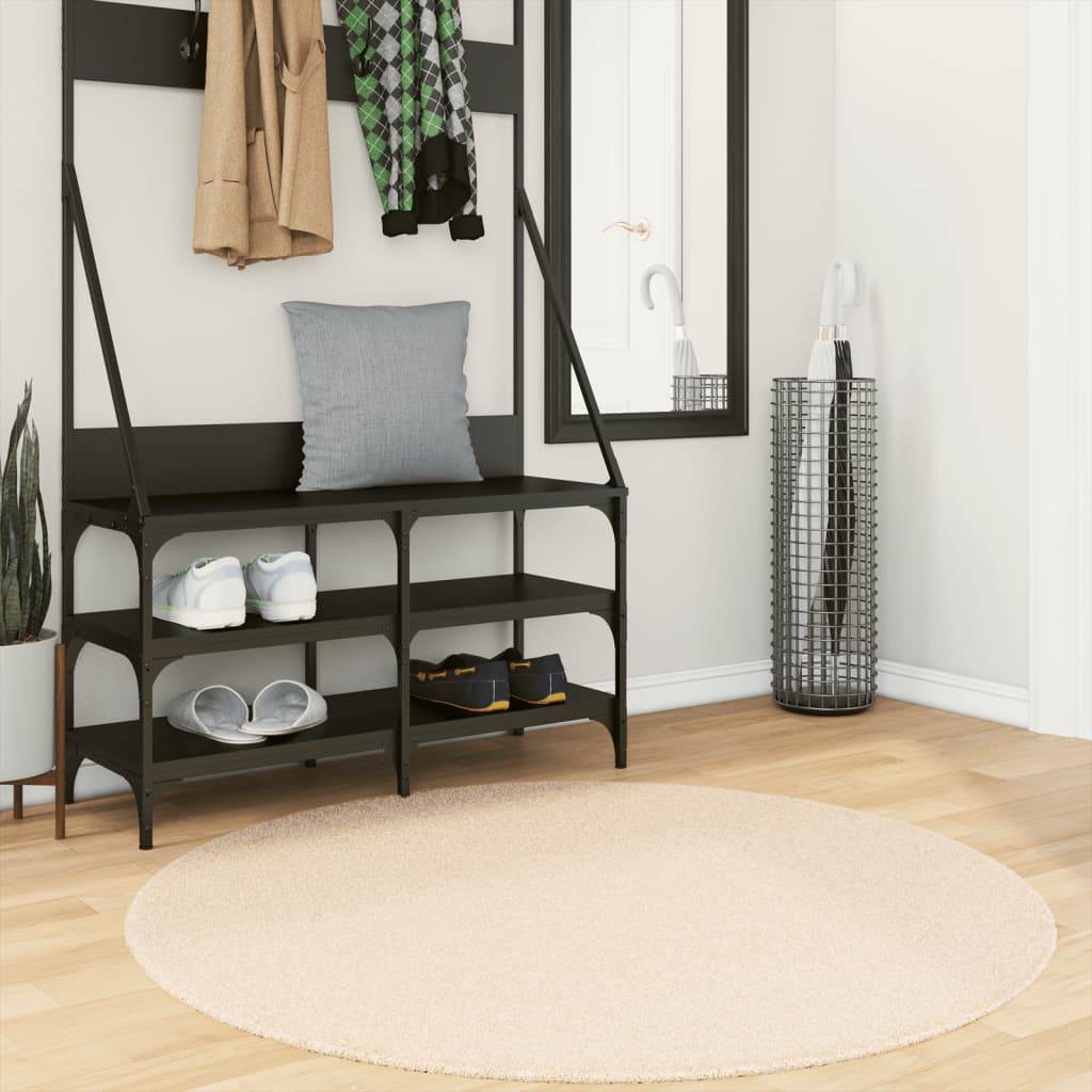 Tapis Rond LavablePoils Courts Doux Antidérapant pour Chambre Enfant Beige Ø 120 cm – ComfortXL Outdoor Living - Image 1