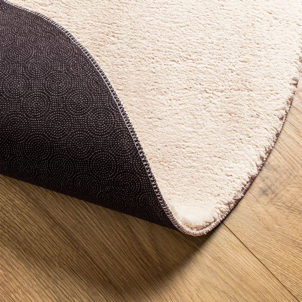 Tapis Rond LavablePoils Courts Doux Antidérapant pour Chambre Enfant Beige Ø 120 cm – ComfortXL Outdoor Living - Image 5