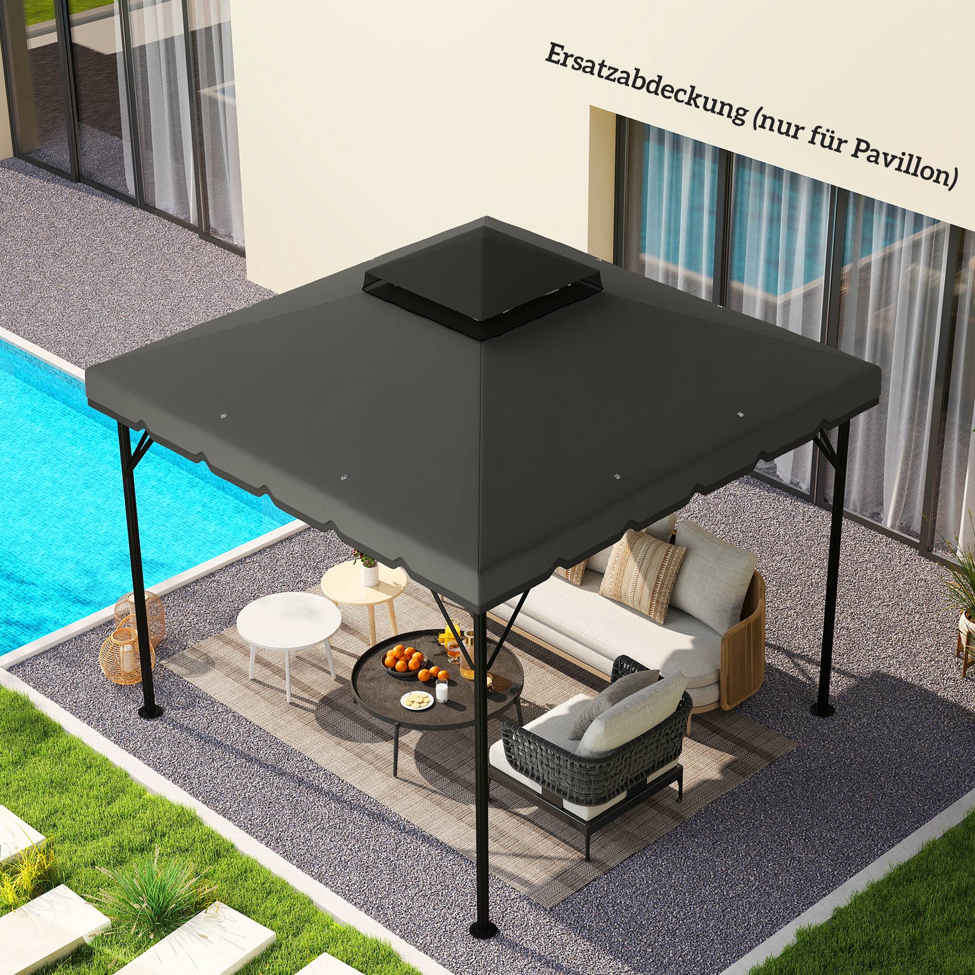 Toit remplacement pavillon 3x3m déperlant toit double trous évacuation gris clair - Image 9