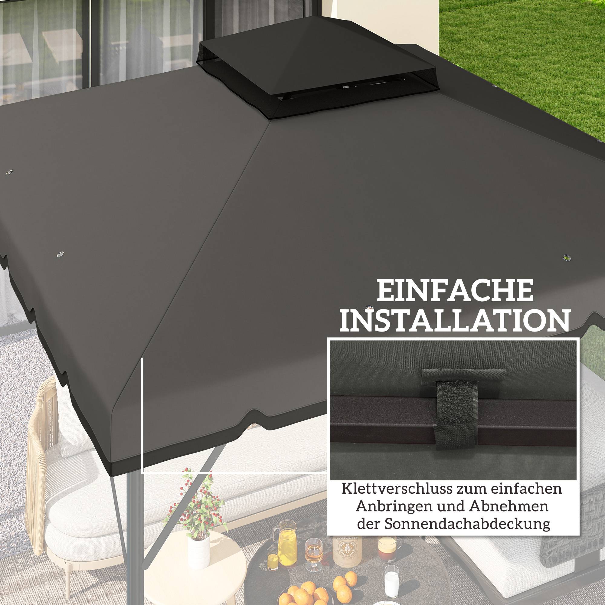 Toit remplacement pavillon 3x3m déperlant toit double trous évacuation gris clair - Image 8