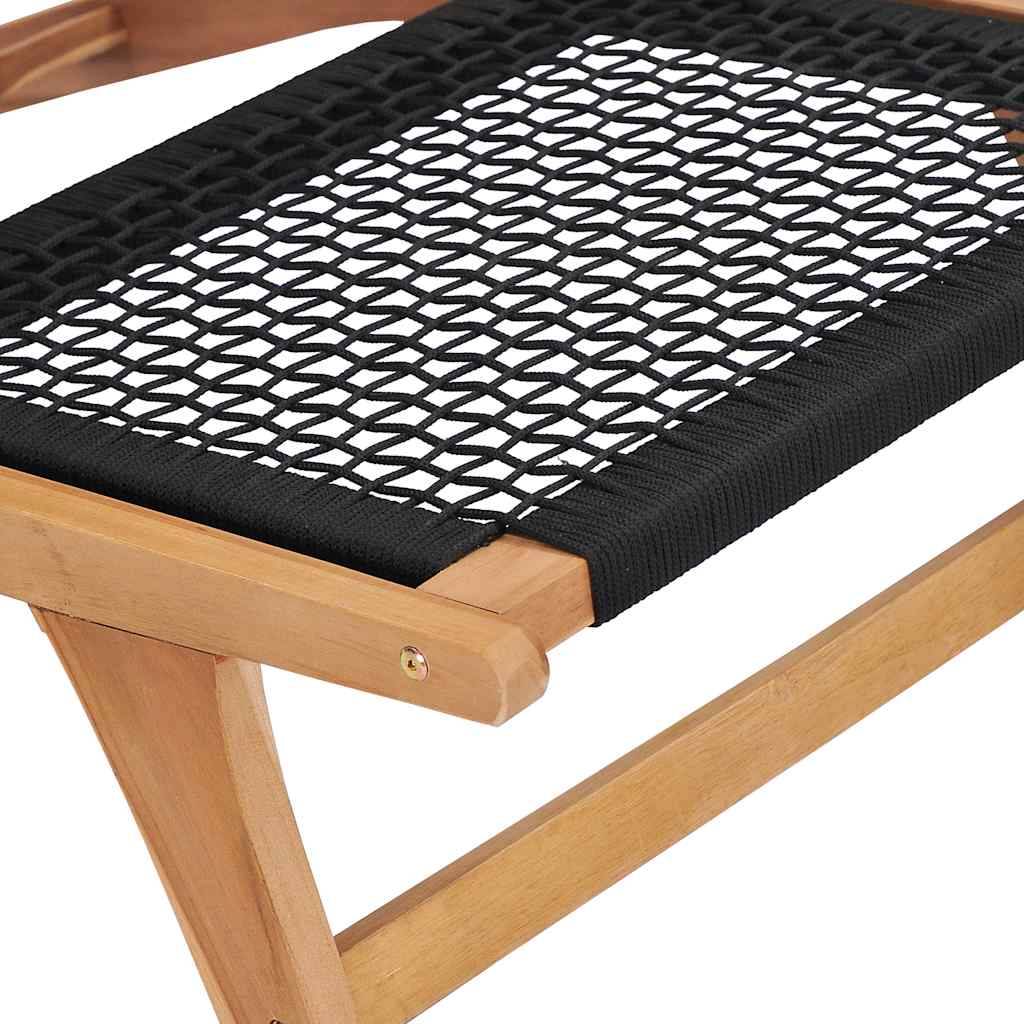 Chaise longue | Transat | Bain de soleil avec repose-pied Bois de teck solide et corde - Image 9