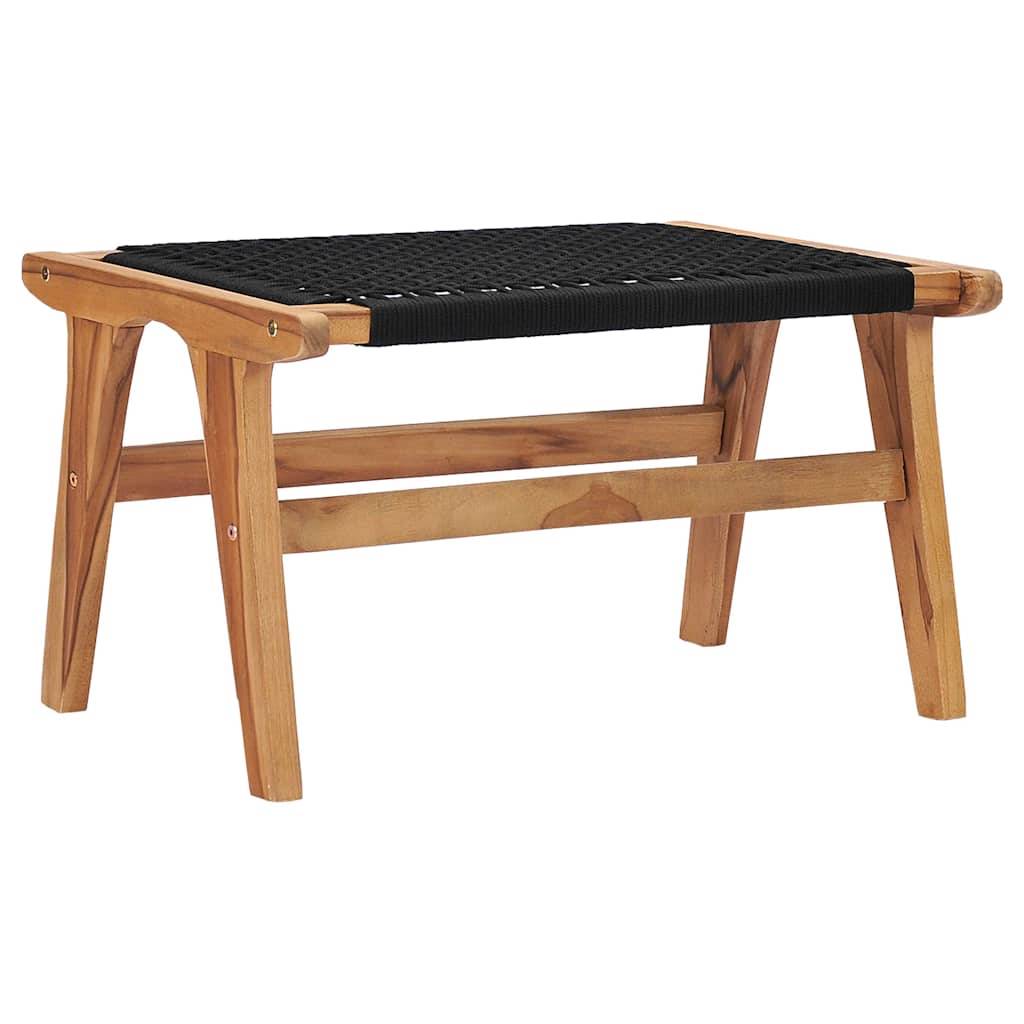 Chaise longue | Transat | Bain de soleil avec repose-pied Bois de teck solide et corde - Image 10
