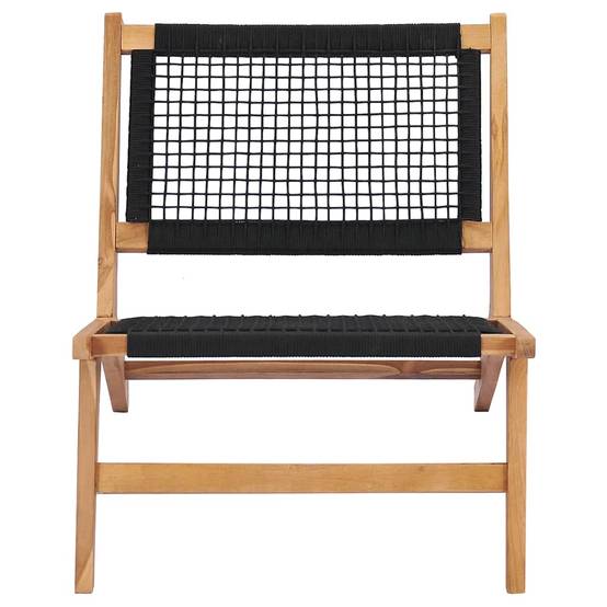Chaise longue | Transat | Bain de soleil avec repose-pied Bois de teck solide et corde - Image 6