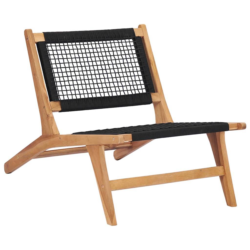 Chaise longue | Transat | Bain de soleil avec repose-pied Bois de teck solide et corde - Image 4
