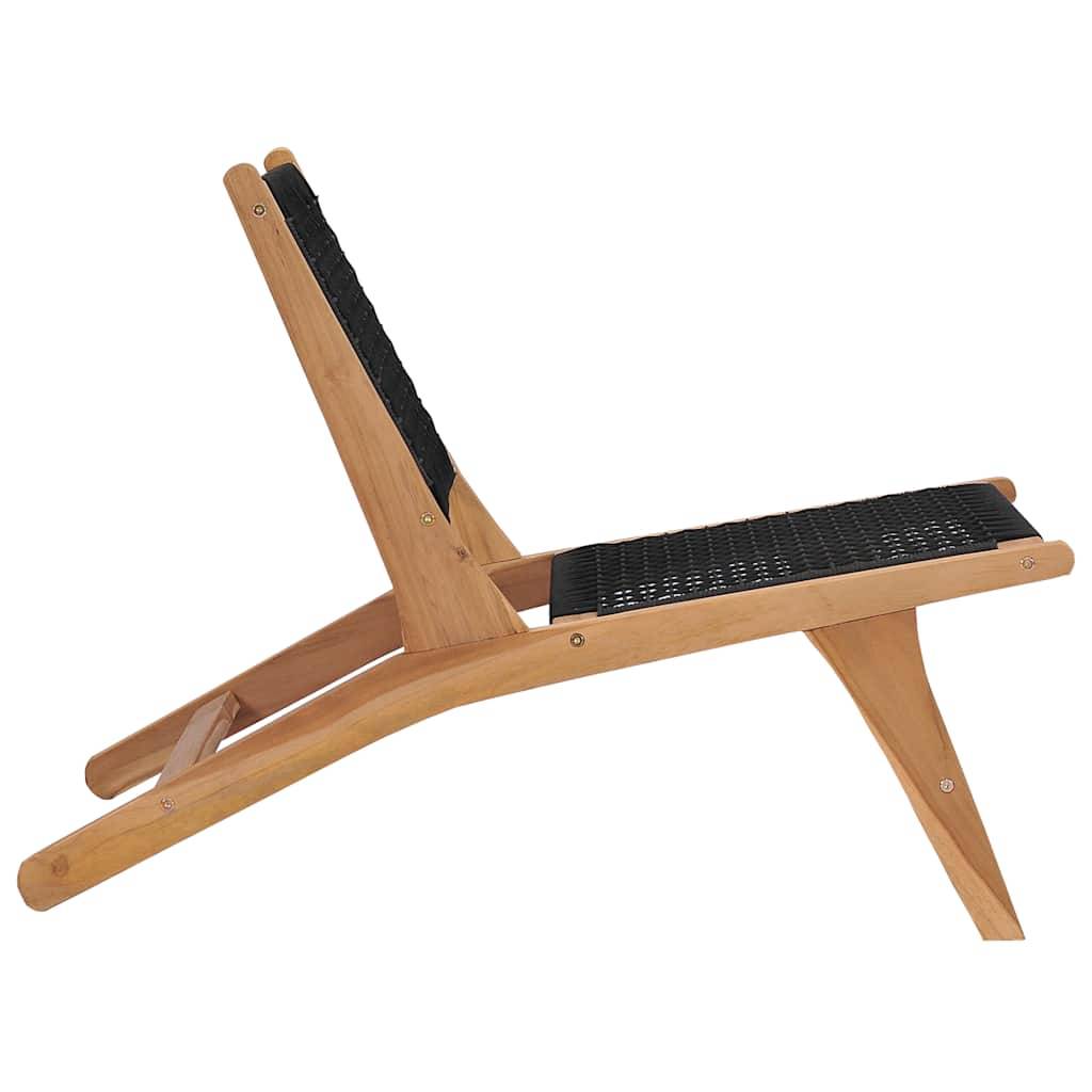 Chaise longue | Transat | Bain de soleil avec repose-pied Bois de teck solide et corde - Image 5