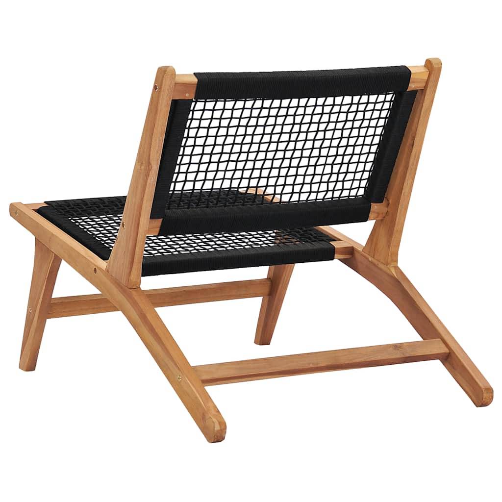 Chaise longue | Transat | Bain de soleil avec repose-pied Bois de teck solide et corde - Image 7