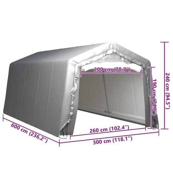 Vidaxl - Tente de rangement 300x600 cm Acier Gris vidaXL 3079588 - Image 3